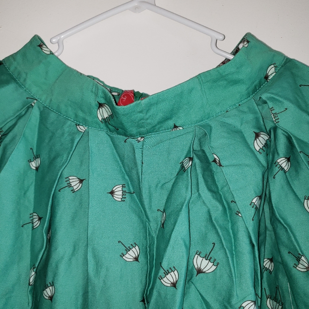Turquoise & Pink- •Handmade• | Retro Pleated Skirt - Picture 3 of 8